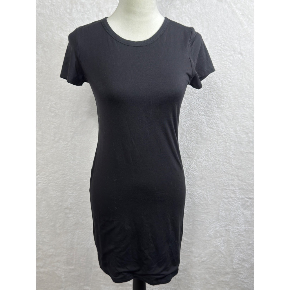 Quince Bodycon Dress Short Sleeve Casual‎ Everyday Stretchy Black Size M
